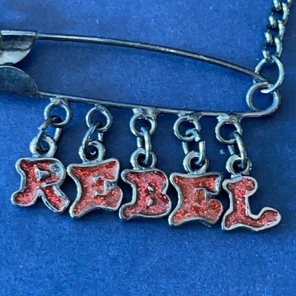 “REBEL” Necklace - red letters on a Safety Pin - FUN, SASSY & BADASSY - Picture 9 of 12
